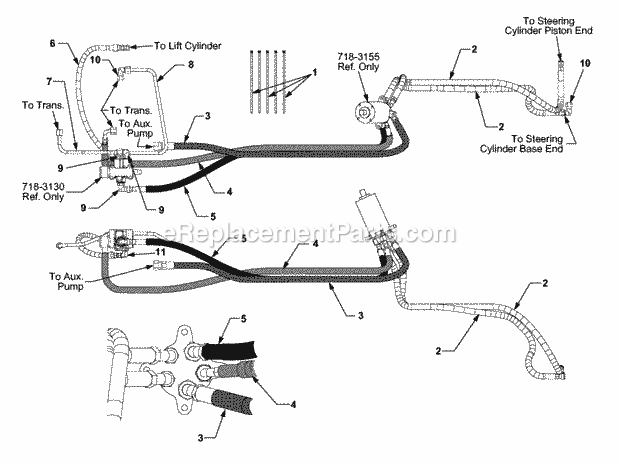 Hydraulics 1b065g & Before Diagram and Parts List for 5254E 54AE542-710, 54BE542-710, 54CE542-710 Cub Cadet Lawn Tractor